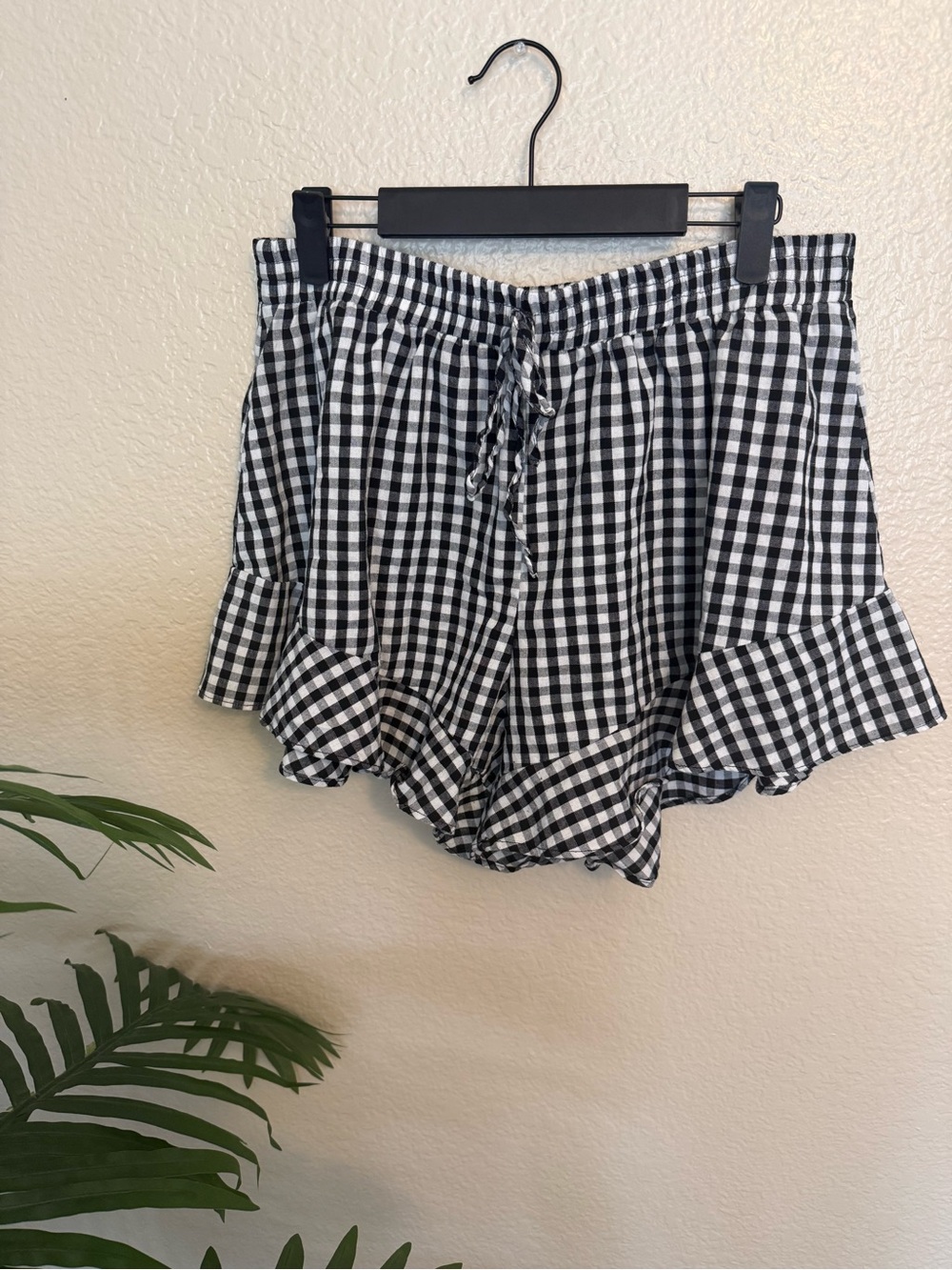 Black & White Gingham Ruffle Shorts